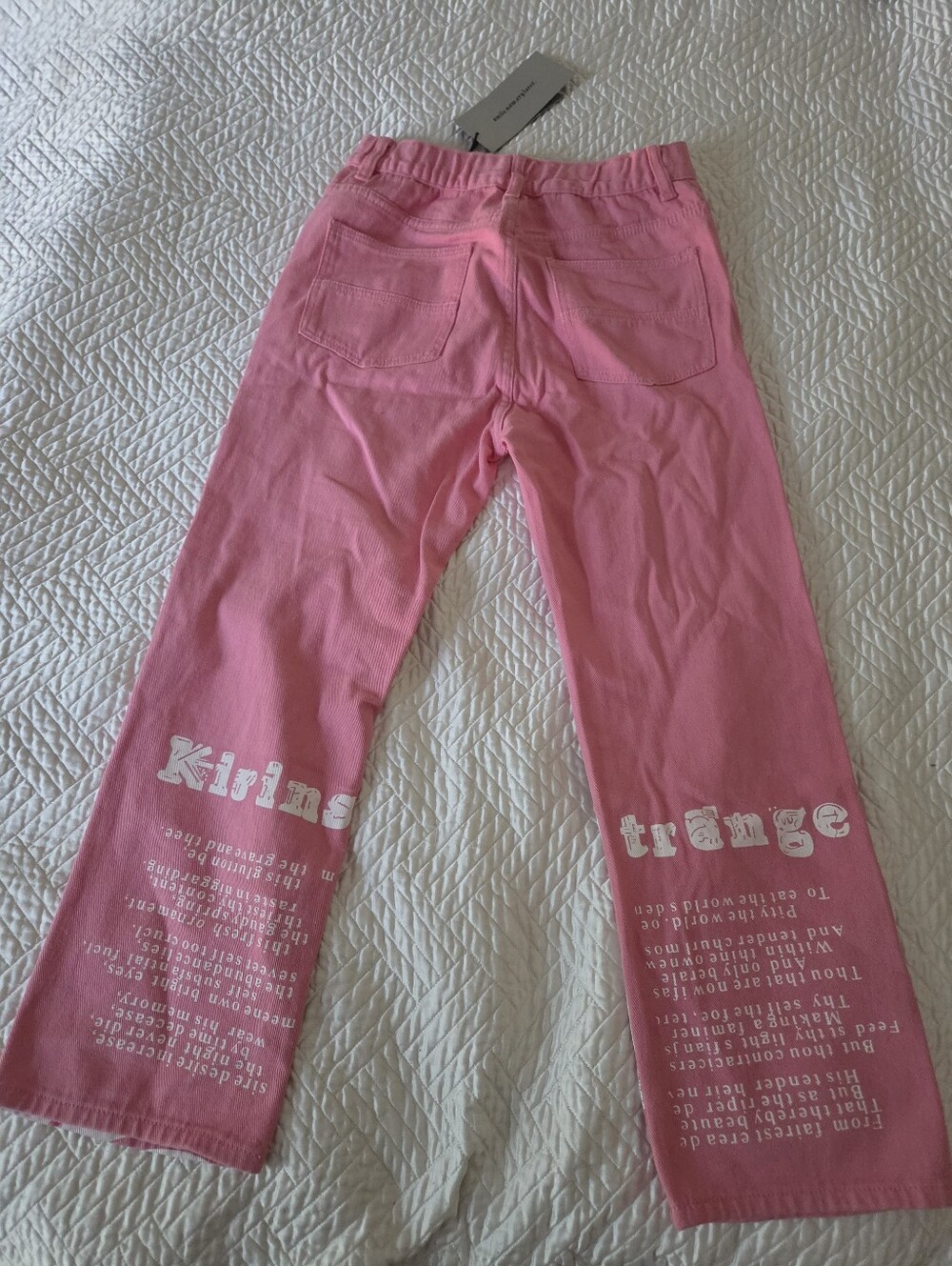 Kirinstrange Pink Graphic Wide Leg Jeans Nwt Kids Xl Fits Women's Small — image 7 of 8